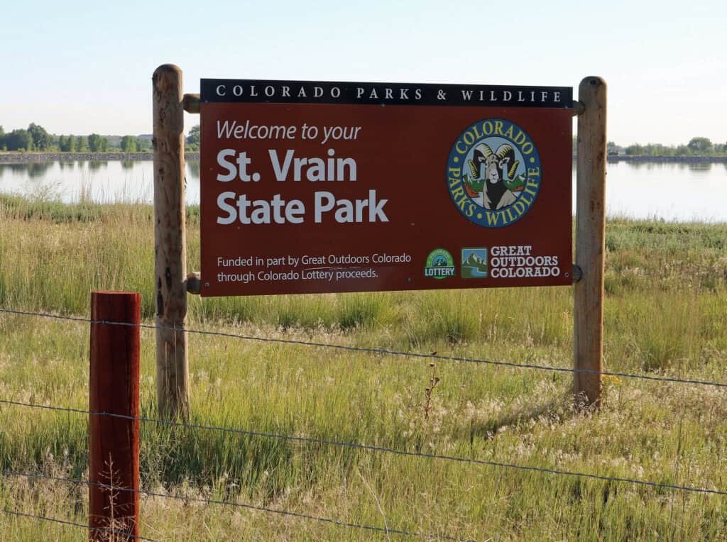 St Vrain State Park sign near Longmont