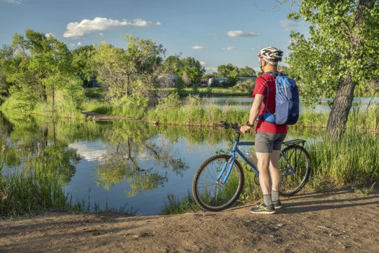 Man near bicycle trail in Longmont CO