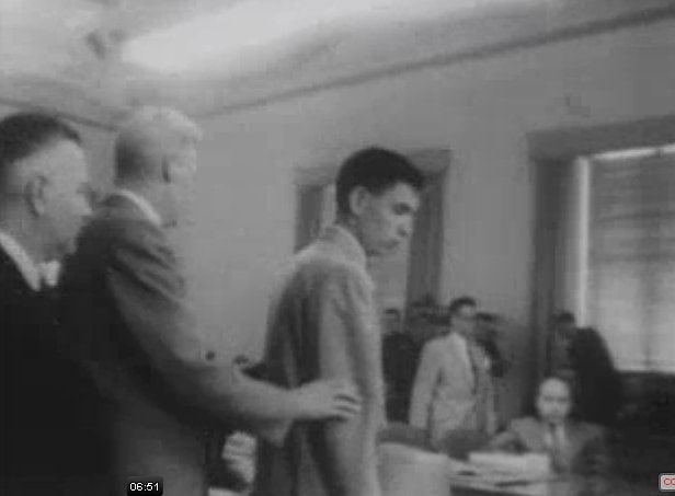 Footage of Jack Gilbert Graham from the courtroom during his trial for the 1955 bombing of United Flight 629