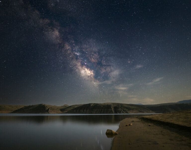 The Milky Way rising over Blue Mesa Reservoir in Curecanti National Recreation Area, one of Colorado's Dark Sky Parks