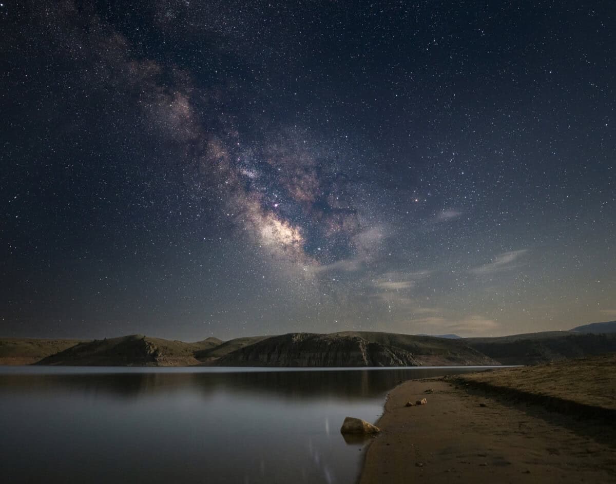 The Milky Way rising over Blue Mesa Reservoir in Curecanti National Recreation Area, one of Colorado's Dark Sky Parks