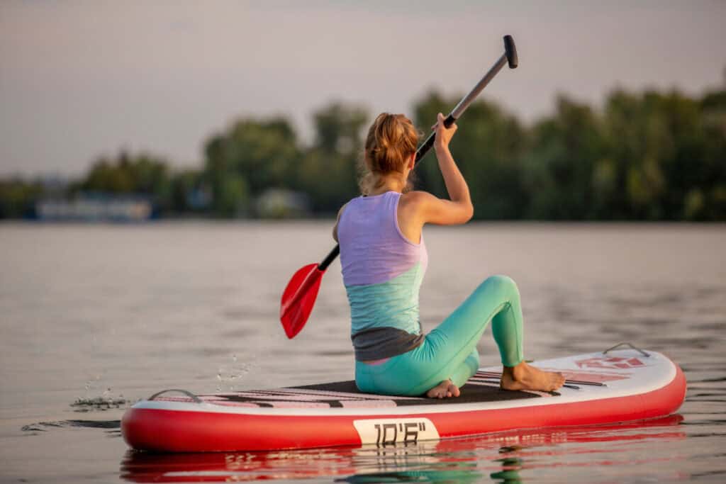 Woman Paddleboarding at Union Reservoir Lakes in Longmont