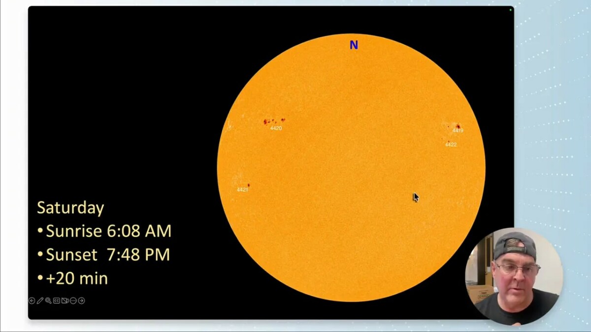 Saturday sunrise 6:08 a.m. and sunset 7:48 p.m. sun graphic