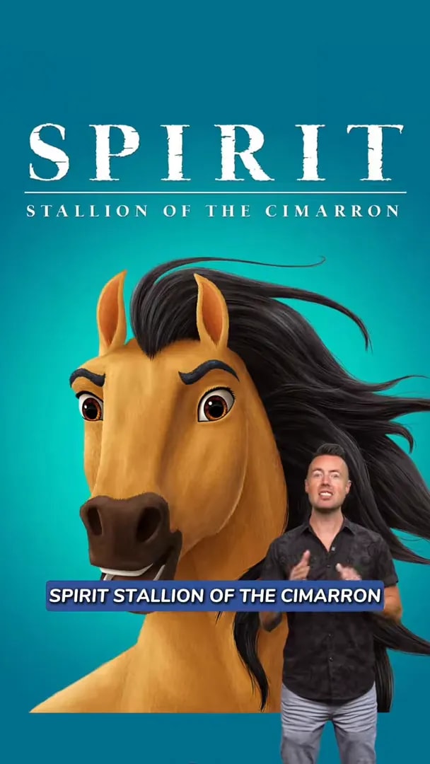 Movie poster for Spirit Stallion of the Cimarron with the horse character and title text