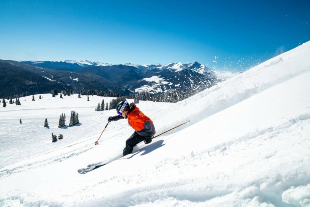 A skier at Vail Mountain Resorts, Colorado